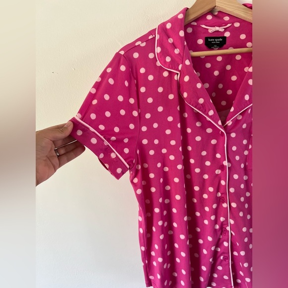Kate Spade Pink Polka Dot Top & Crop Pants Pajama Set Size Large - Picture 8 of 14